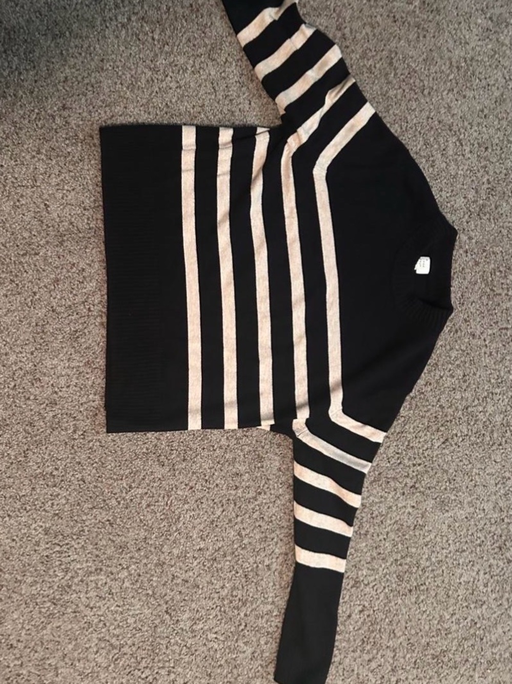 a new day Black and Cream Striped Crewneck Sweater
